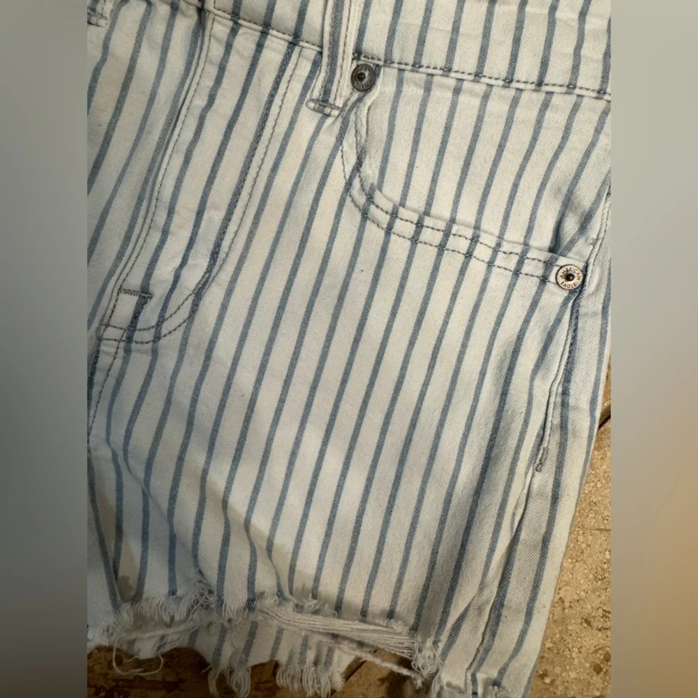 American Eagle High Waisted Striped Denim Short Short